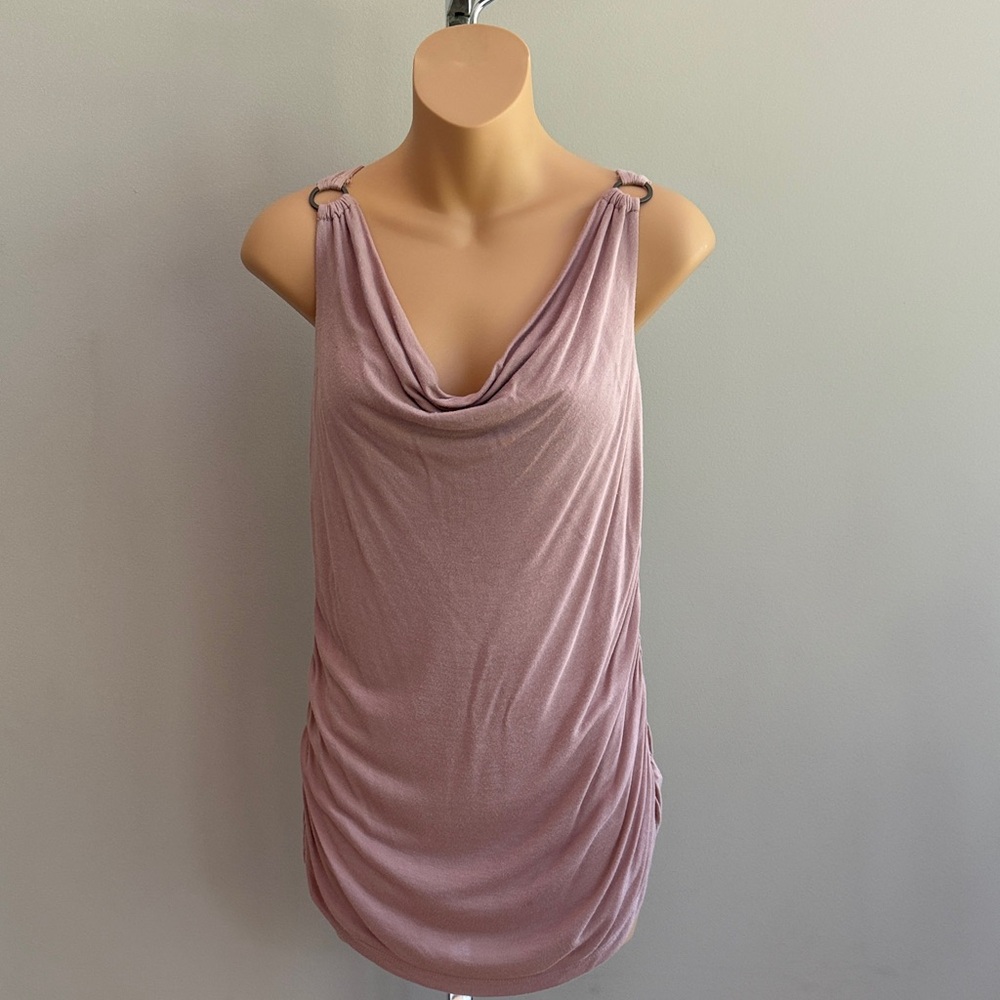 Bebe Dusty Pink Sleeveless Longline Blouse